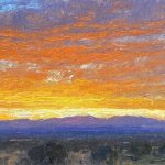 Curt Walters Sunset Over Mingus clouds colorful sky purple mountains majesty western landscape oil painting Prescott Arizona