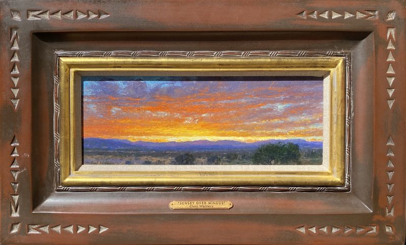 Curt Walters Sunset Over Mingus clouds colorful sky purple mountains majesty western landscape oil painting framed