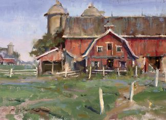 Daniel Gerhartz After The Harvest ranch farm farming cow pasture corral barn landscape oil painting