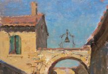 Daniel Gerhartz Gadagne Courtyard architecture oil painting France Europe