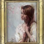 Daniel Gerhartz Perfume figure figurative portrait woman girl female impressionistic oil painting framed