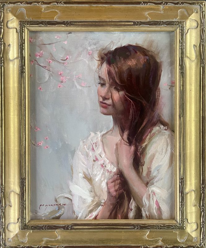 Daniel Gerhartz Perfume figure figurative portrait woman girl female impressionistic oil painting framed
