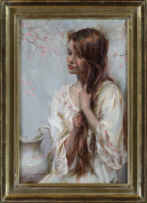 Daniel Gerhartz Perfume figure figurative portrait woman girl female impressionistic oil painting framed