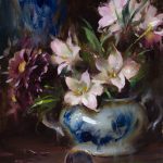 Daniel Gerhartz A Gift Of Time still life oil painting flowers porcelain vase pitcher