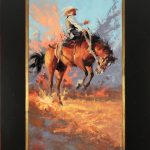 jim connelly joy ride cowboy bucking horse equine rodeo action western oil painting