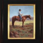 jim connelly made in the shade cowboy horse landscape western oil painting framed