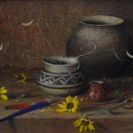 robert peters autumn of the ancients native american still life oil painting relics artifacts
