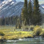 Robert Peters Living Waters Study duck geese heron swan wildlife landscape oil painting Tetons mountains pine trees