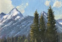 Robert Peters Living Waters Study duck geese heron swan wildlife landscape oil painting Tetons mountains pine trees