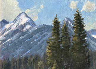 Robert Peters Living Waters Study duck geese heron swan wildlife landscape oil painting Tetons mountains pine trees