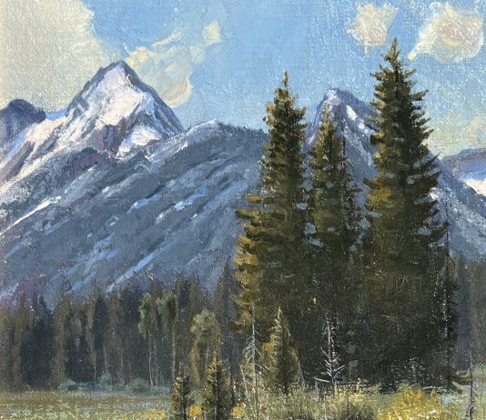 Robert Peters Living Waters Study duck geese heron swan wildlife landscape oil painting Tetons mountains pine trees