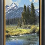 Robert Peters Living Waters Study duck geese heron swan wildlife landscape oil painting Tetons mountains pine trees framed