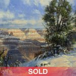 Robert Bob Peters Rim Trail In Winter Grand Canyon snow trees clouds western landscape oil painting sold