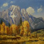 robert peters wyoming autumn tetons landscape horse equine horses fall oil painting