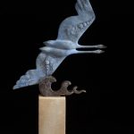 Tim Cherry Against The Wind Swan flight flying contemporary wildlife bronze sculpture