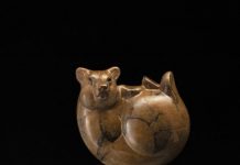 Tim Cherry Bear Ball contemporary wildlife bronze sculpture