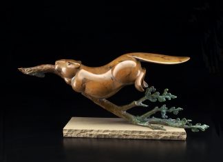 Tim Cherry Beaver Retriever wildlife bronze sculpture
