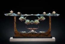 Tim Cherry Creek Mystique Crawfish Lily Pad Sunfish Tadpole river stream lake brook wildlife bronze sculpture