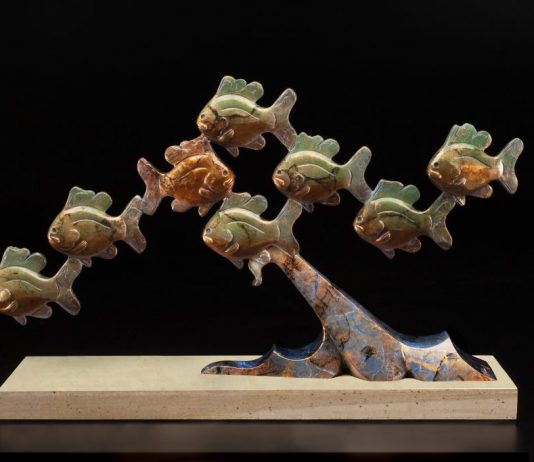 Tim Cherry Finding Your Way fish swimming ocean lake river stream fishy wildlife bronze sculpture