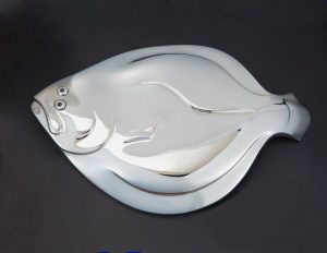 flat fish stainless steel flounder wildlife sculpture