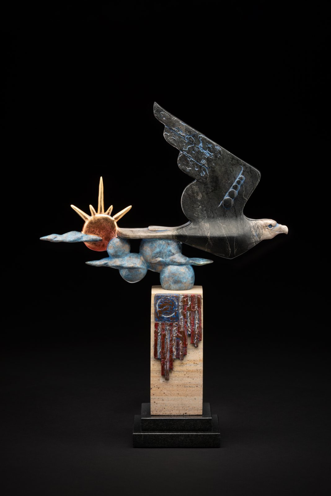 Tim Cherry Free Bird America celebration of 250 years patriotic bird sun America wildlife bronze sculpture