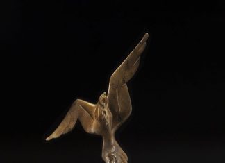 Tim Cherry From The Flames Phoenix bird rising from flame fire contemporary wildlife bronze sculpture