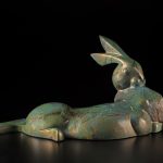 Tim Cherry Garden's Edge rabbit contemporary wildlife bronze sculpture