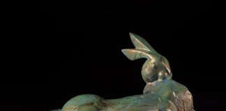 Tim Cherry Garden's Edge rabbit contemporary wildlife bronze sculpture
