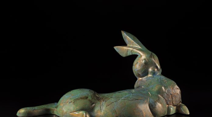 Tim Cherry Garden's Edge rabbit contemporary wildlife bronze sculpture