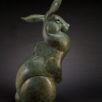 tim cherry hare raising rabbit wildlife bronze sculpture