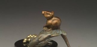 tim cherry harvest mouse wildlife bronze sculpture