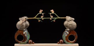 Tim Cherry Pika Pulls mouse mice wildlife bronze sculpture gold leaf