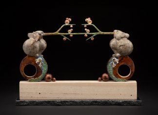 Tim Cherry Pika Pulls mouse mice wildlife bronze sculpture gold leaf