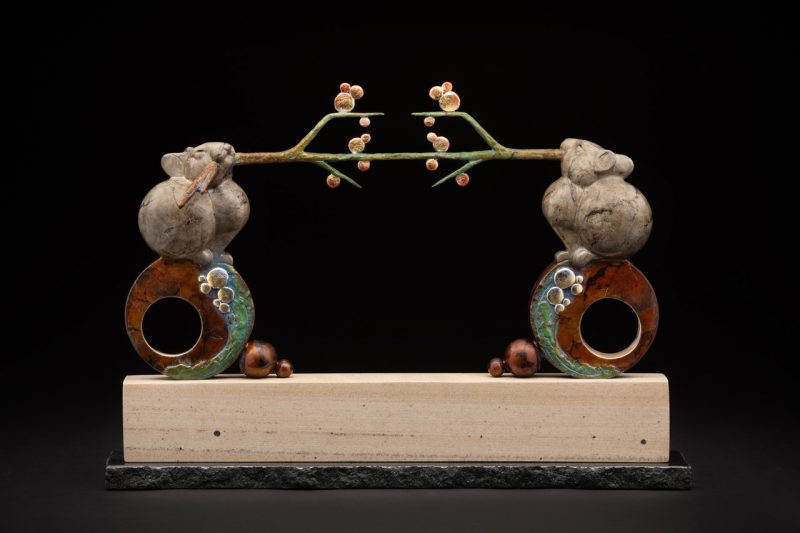 Tim Cherry Pika Pulls mouse mice wildlife bronze sculpture gold leaf