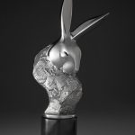 tim cherry rabbit radar wildlife sculpture stainless steel bronze