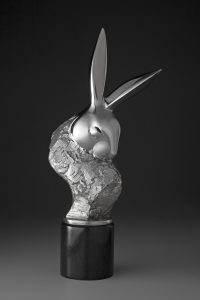 tim cherry rabbit radar wildlife sculpture stainless steel bronze