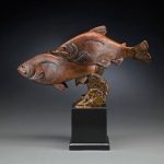 tim cherry river dance fish salmon bronze wildlife sculpture