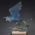 tim cherry river mates bird heron fish tortoise turtle bronze wildlife sculpture