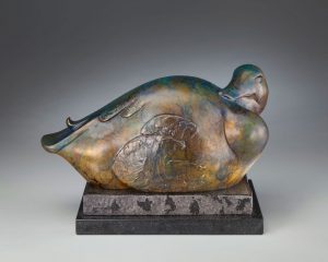 tim cherry slumber duck mallard duck bronze wildlife sculpture