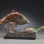 tim cherry stream team fish tortoise bronze wildlife sculpture