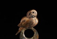 Tim Cherry Treehouse owl contemporary wildlife bronze sculpture