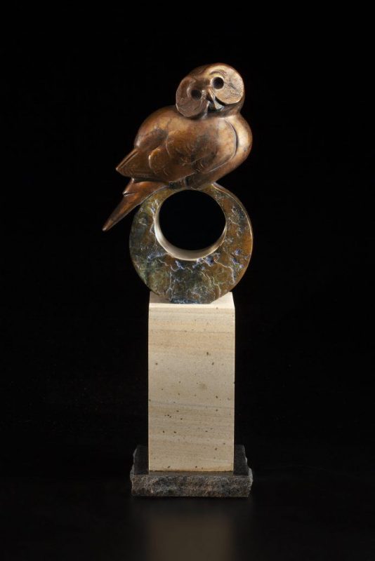 Tim Cherry Treehouse owl contemporary wildlife bronze sculpture