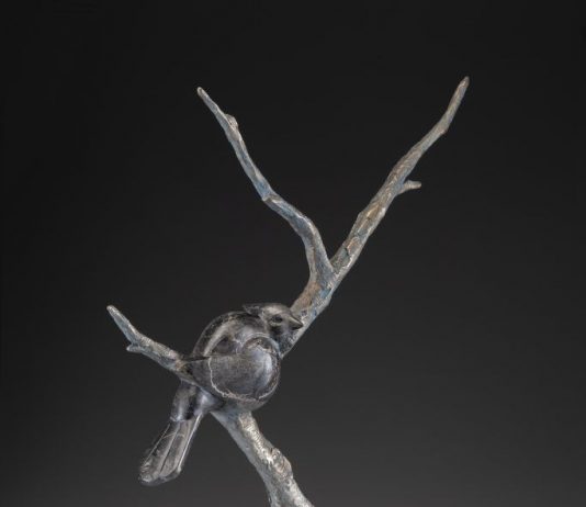 Tim Cherry Tucked In bird tree western wildlife bronze sculpture