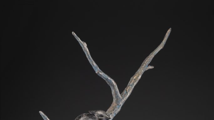 Tim Cherry Tucked In bird tree western wildlife bronze sculpture