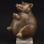 tim cherry whole hog pig bronze wildlife sculpture