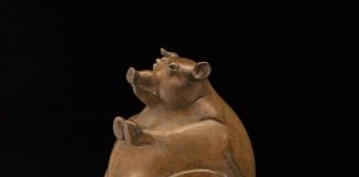 Tim Cherry Whole Hog pig contemporary wildlife bronze sculpture