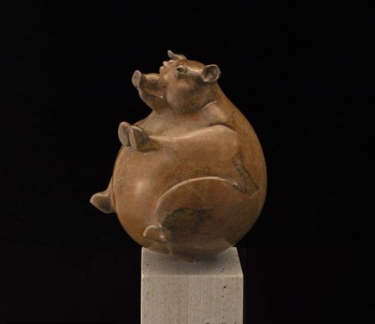 Tim Cherry Whole Hog pig contemporary wildlife bronze sculpture