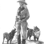 brenda murphy kim and company pencil drawing dogs cowgirl female artist western painting