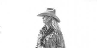 brenda murphy kim and company pencil drawing dogs cowgirl female artist western painting