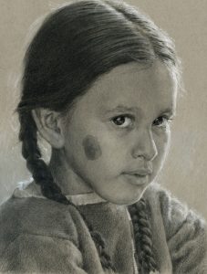 brenda murphy sweet cheyenne native american girl portrait woman drawing pencil pastel western painting